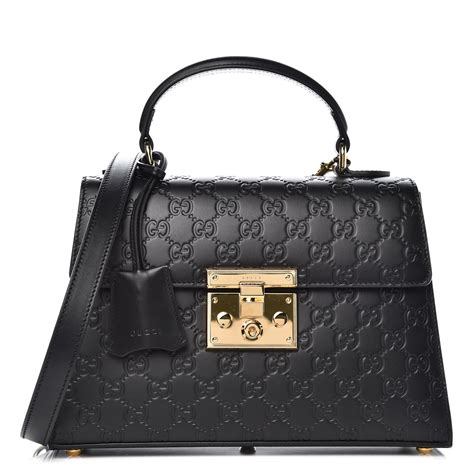 gucci guccissima small padlock signature top handle bag black|gucci guccissima leather wallet.